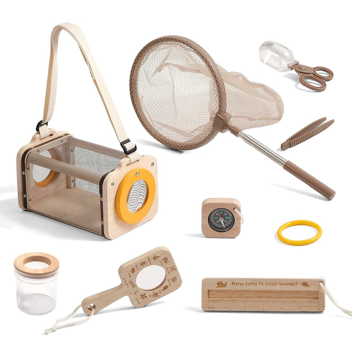 Montessori Wooden Bug Catcher Kit for Kids - 8-in-1 Outdoor Explorer Set with Habitat, Net & Magn... | Amazon (US)