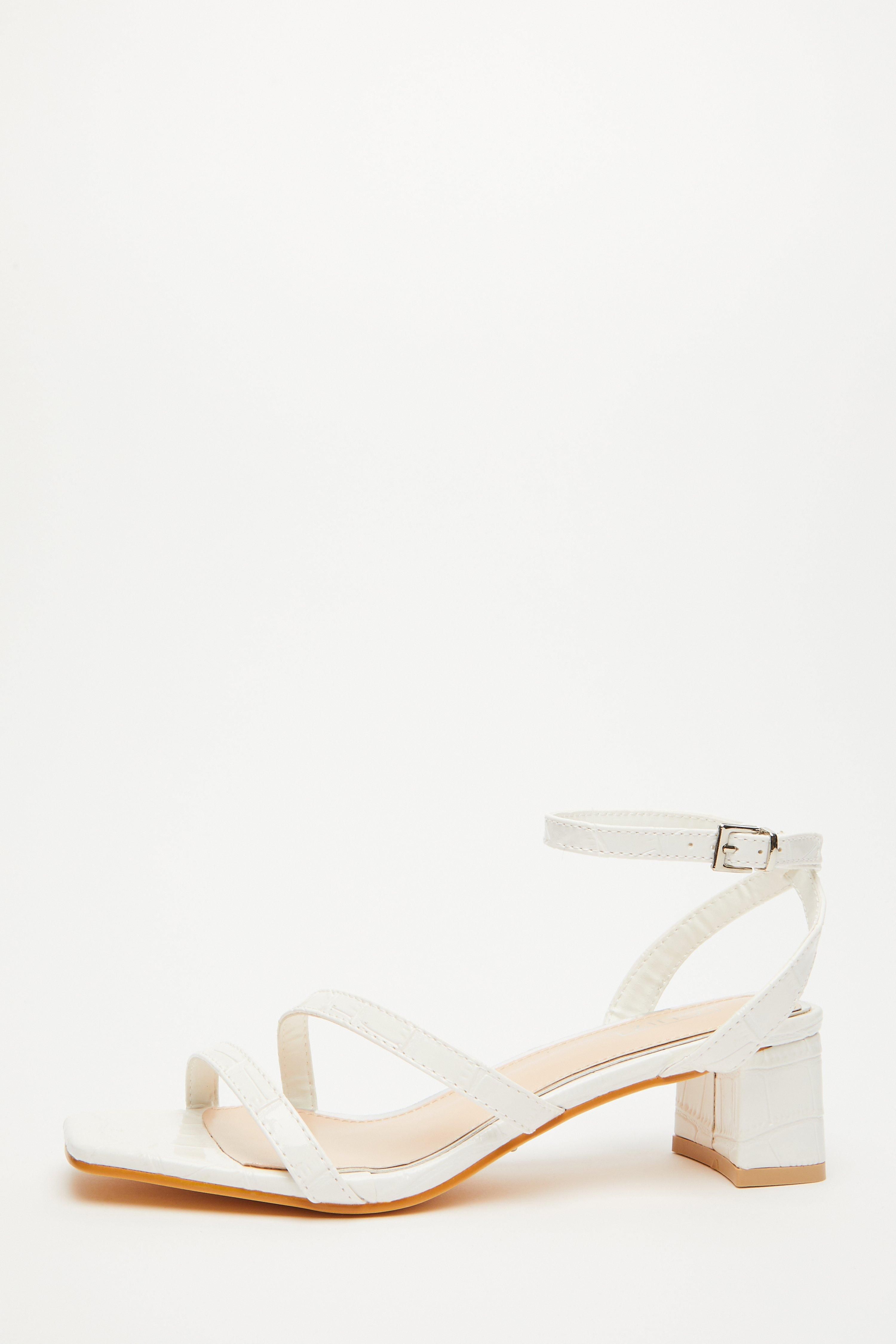 White Strappy Block Heeled Sandals | Quiz Clothing (UK)