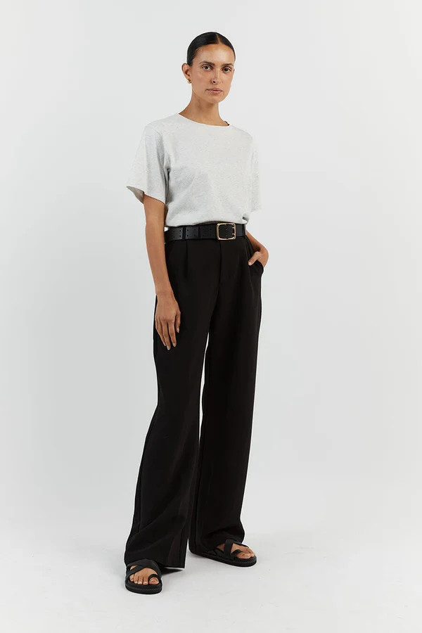 CHARLOTTE GREY MARLE CREW NECK TEE | DISSH