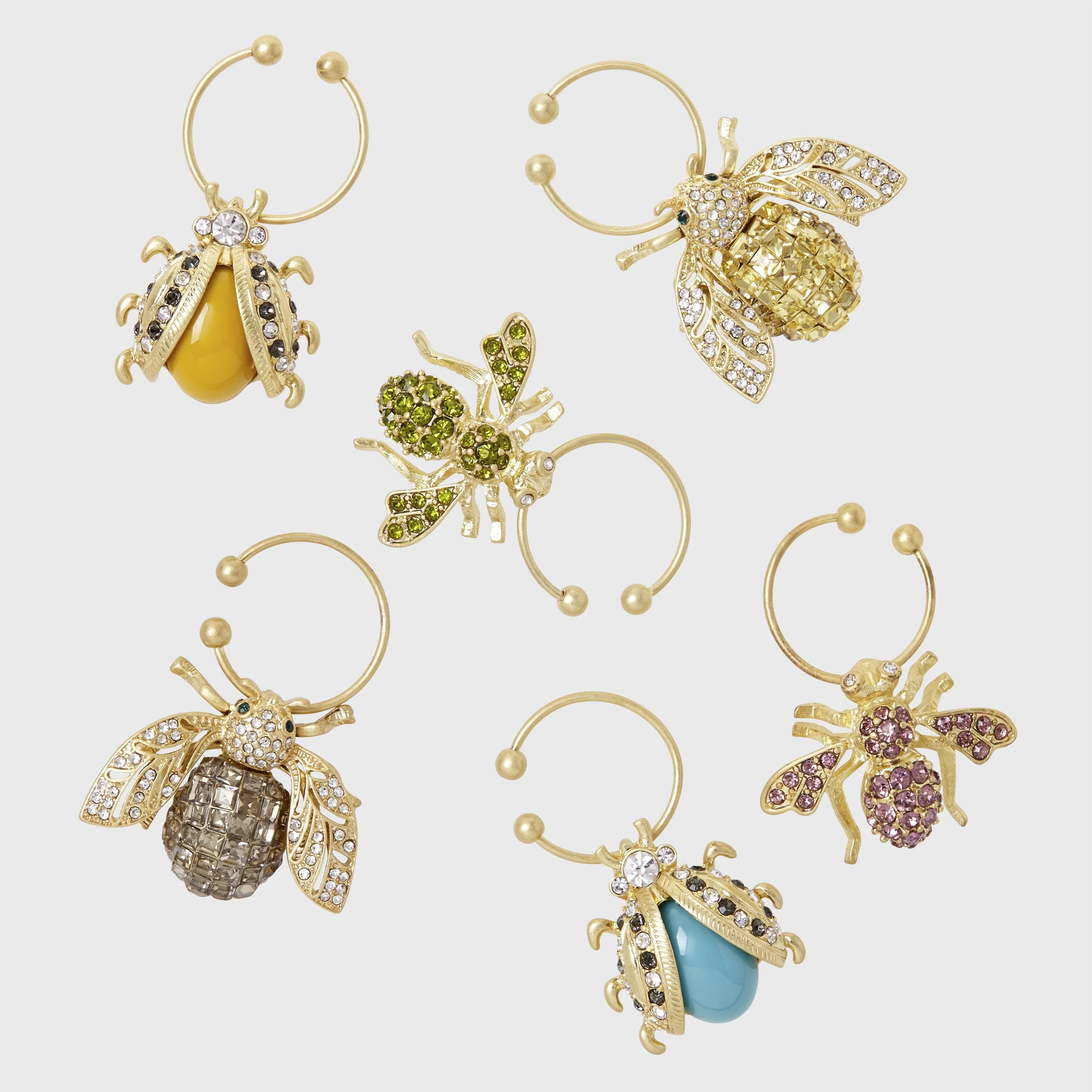 Bedazzled bee wine charms | Joanna Buchanan