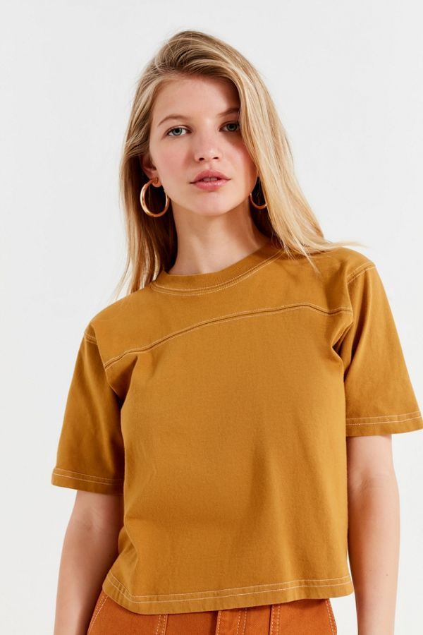 Urban Renewal Remade Contrast Stitch Crew-Neck Tee | Urban Outfitters (US and RoW)
