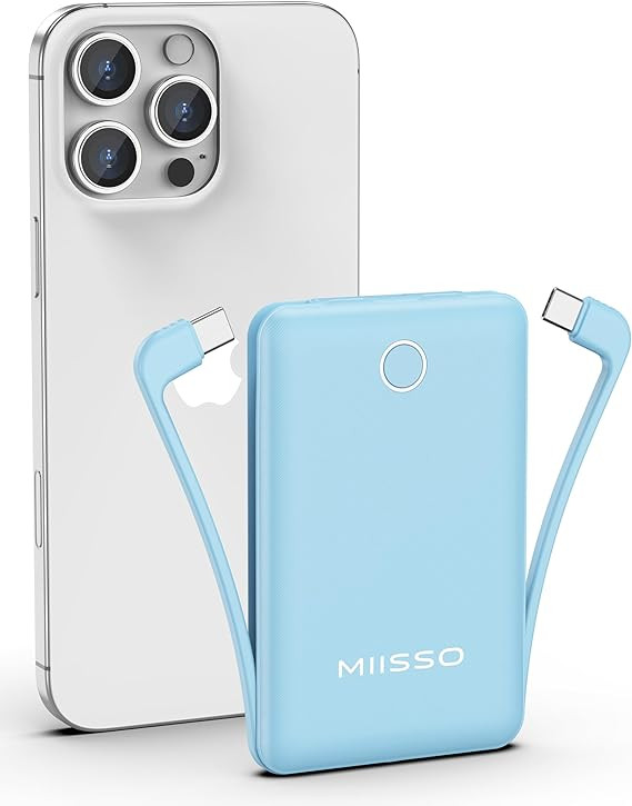 10000mAh Compatible with iPhone 15/16/17 and Android, Slim Portable Charger with Built in Cable, ... | Amazon (US)