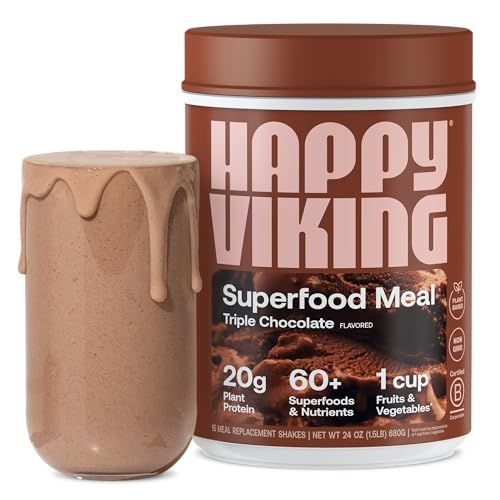 Happy Viking Strawberry | 20g Plant Protein, Superfoods, Fiber, Pre/Probiotics | Created by Venus... | Amazon (US)