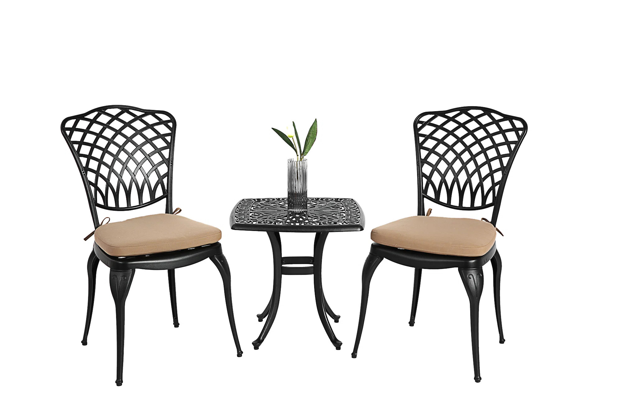 Astoria Grand Bistro Set 3 Piece Rustproof Cast Aluminum Patio Furniture Sets 2 Chairs And 1 Roun... | Wayfair North America