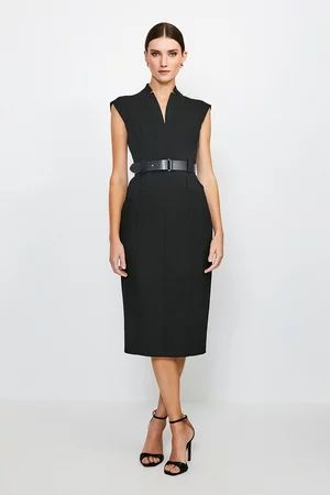 Forever Cap Sleeve Belted Dress | Karen Millen US