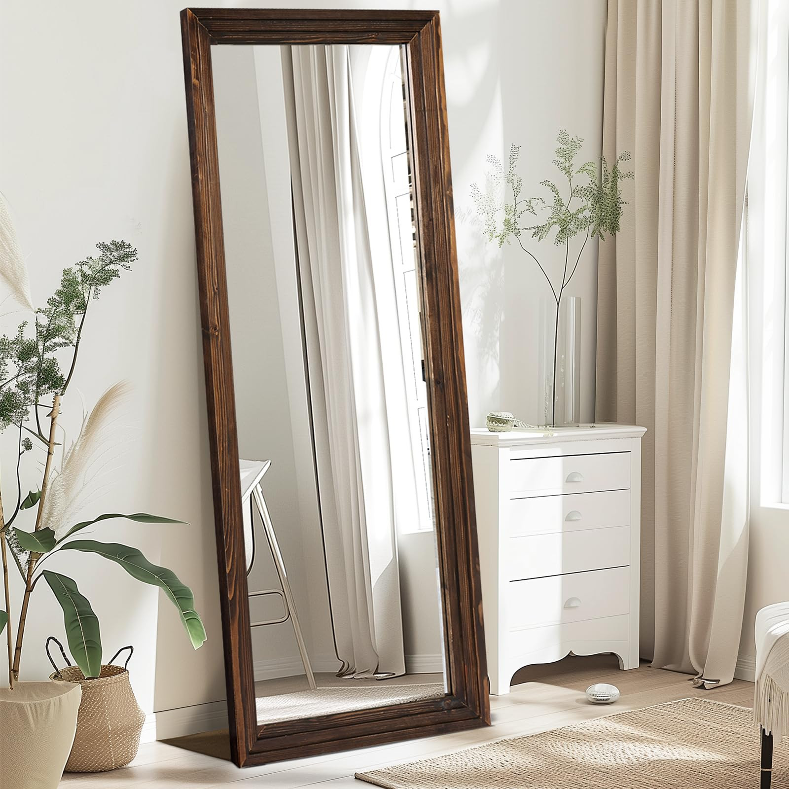 65"x24" Full Length Mirror Solid Wood Frame Floor Mirror for Living Room, Bedroom Hanging or Lean... | Amazon (US)