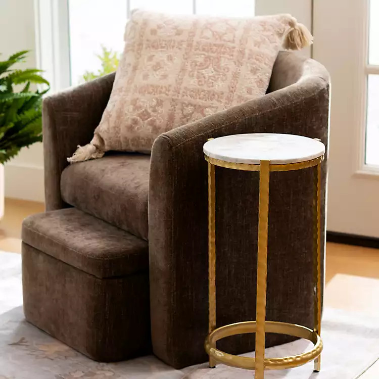 Bexley Mink Upholstered Chair & Ottoman Set | Kirklands