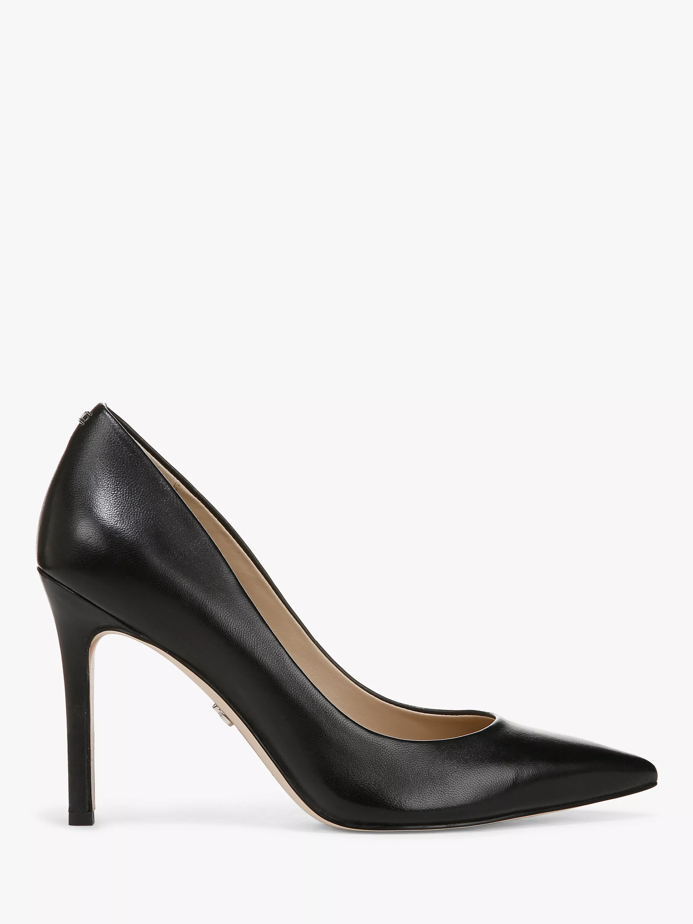 Hazel Leather Pointed Toe Stiletto Shoes, Black | John Lewis (UK)