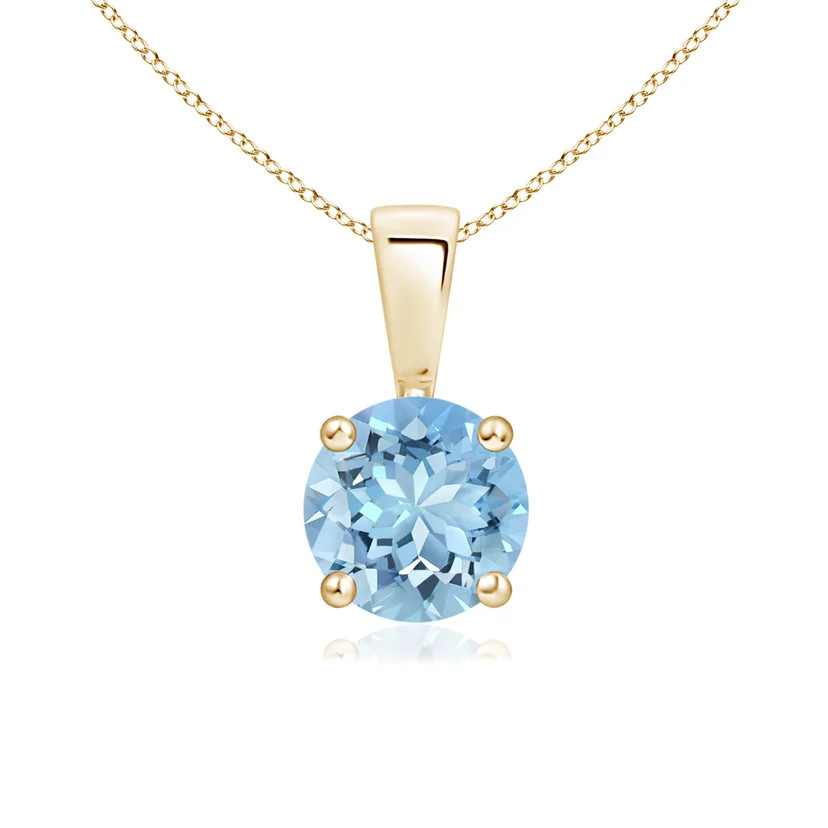 Classic Prong-Set Round Aquamarine Solitaire Pendant | Angara Inc.