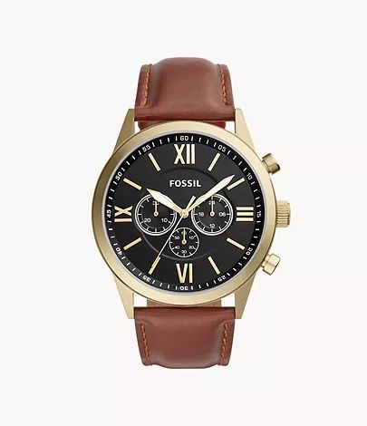 Flynn Chronograph Brown Leather Watch | Fossil (US)