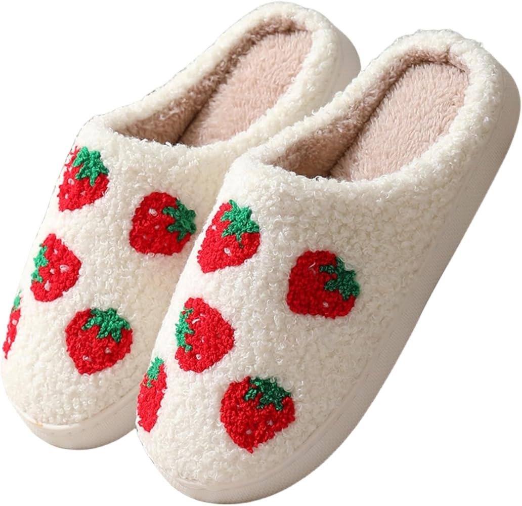 FAYUEKEY Women's Fuzzy Fruit Series Strawberry Slippers | Amazon (US)