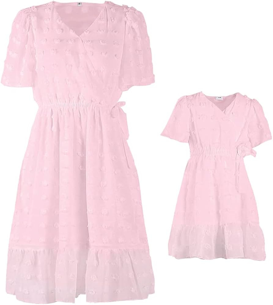 Mommy and Me Dresses Sleeveless Spaghetti Shoulder Straps Plaid Floral Midi Dress Beach Boho Mom ... | Amazon (US)