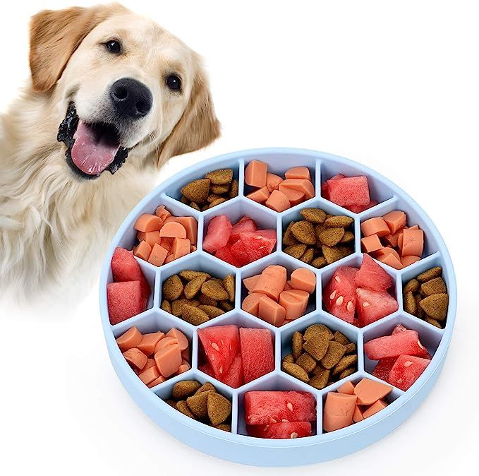 Pawow Dog Slow Feeder Bowl Non Slip Silicone Puzzle Bowl and Anti-Gulping Pets Slow Food Feeding ... | Amazon (US)