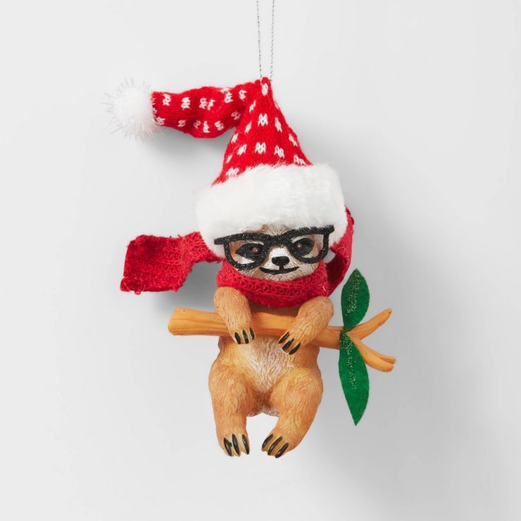 Sloth with Knit Santa Hat Christmas Tree Ornament - Wondershop&#8482; | Target