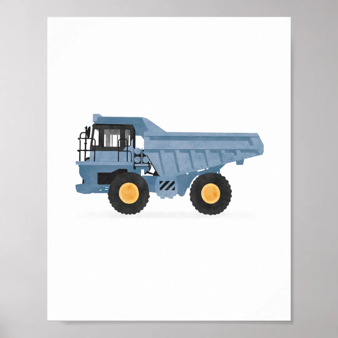 Blue Dump Truck Construction Vehicle Decor | Zazzle | Zazzle