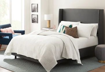 AllModern Carey Solid Wood and Upholstered Low Profile Standard Bed | Wayfair North America