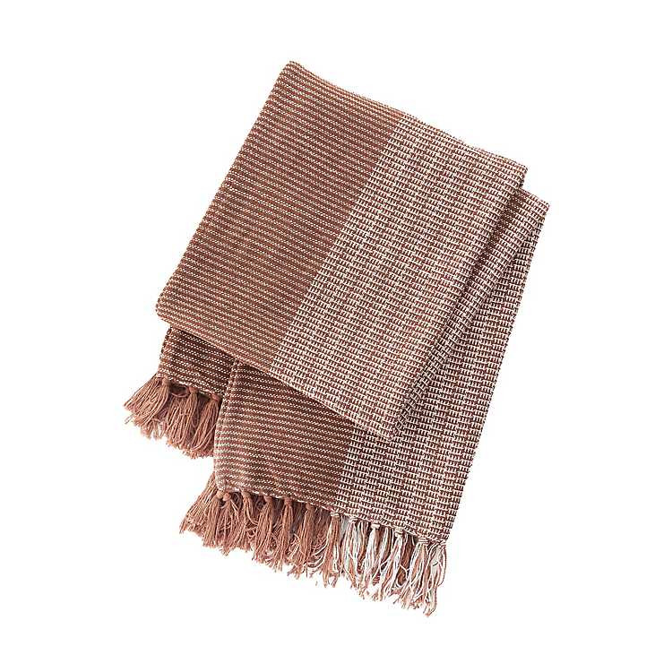 New! Terracotta Striped Color Block Cotton Throw | Kirkland's Home