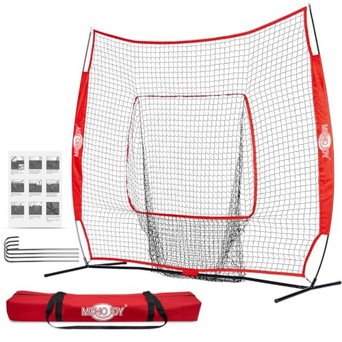 MONOJOY 7x7ft Baseball Net for Batting and Pitching, Portable Softball Hitting Net with Carry Bag, Durable Batting Net for Backyard, Practice & Training | Amazon (US)