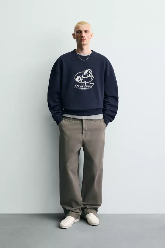 HORSE PRINT CREWNECK SWEATSHIRT | Zara US