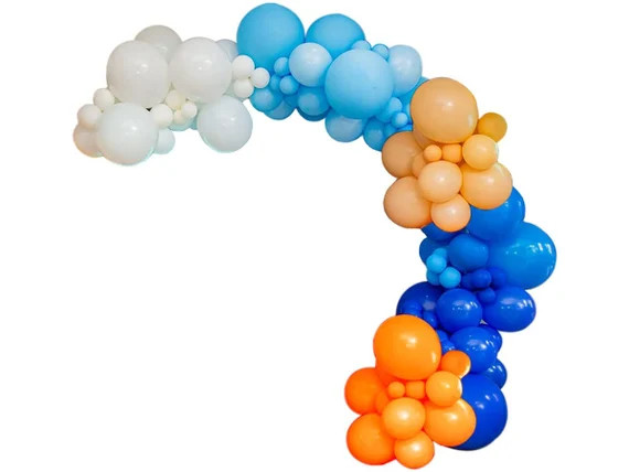 Bluey Inspired Party Balloon Garland Arch Kit, 18" 10" 5" White Peach Blue White Orange Balloons ... | Etsy (US)