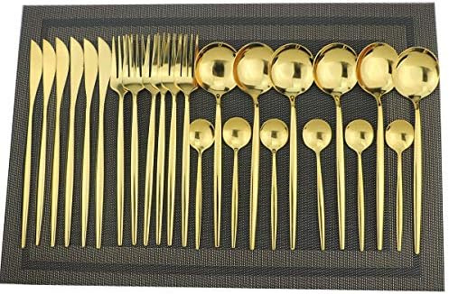 Gugrida 24-Piece Silverware Set - 18/10 Stainless Steel Reusable Utensils Forks Spoons Knives Set... | Amazon (US)