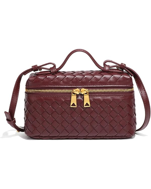 Trendy Woven Crossbody Purse Square Box Bags Women Shoulder Bag Cute Satchels Mini PU Leather Top... | Amazon (US)