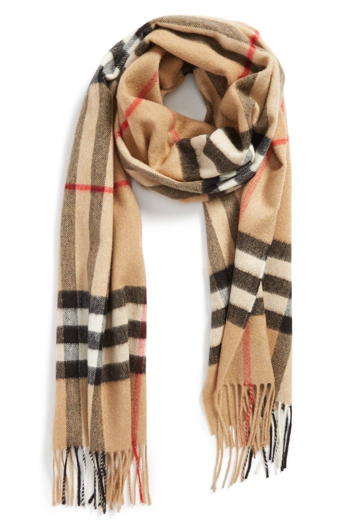 Heritage Giant Check Fringed Cashmere Muffler | Nordstrom
