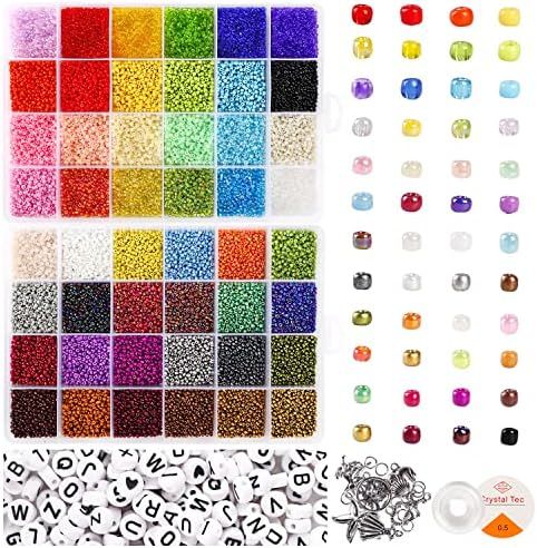 Amazon.com: UOONY 35000pcs 2mm Glass Seed Beads for Jewelry Making Kit, 250pcs Alphabet Letter Be... | Amazon (US)