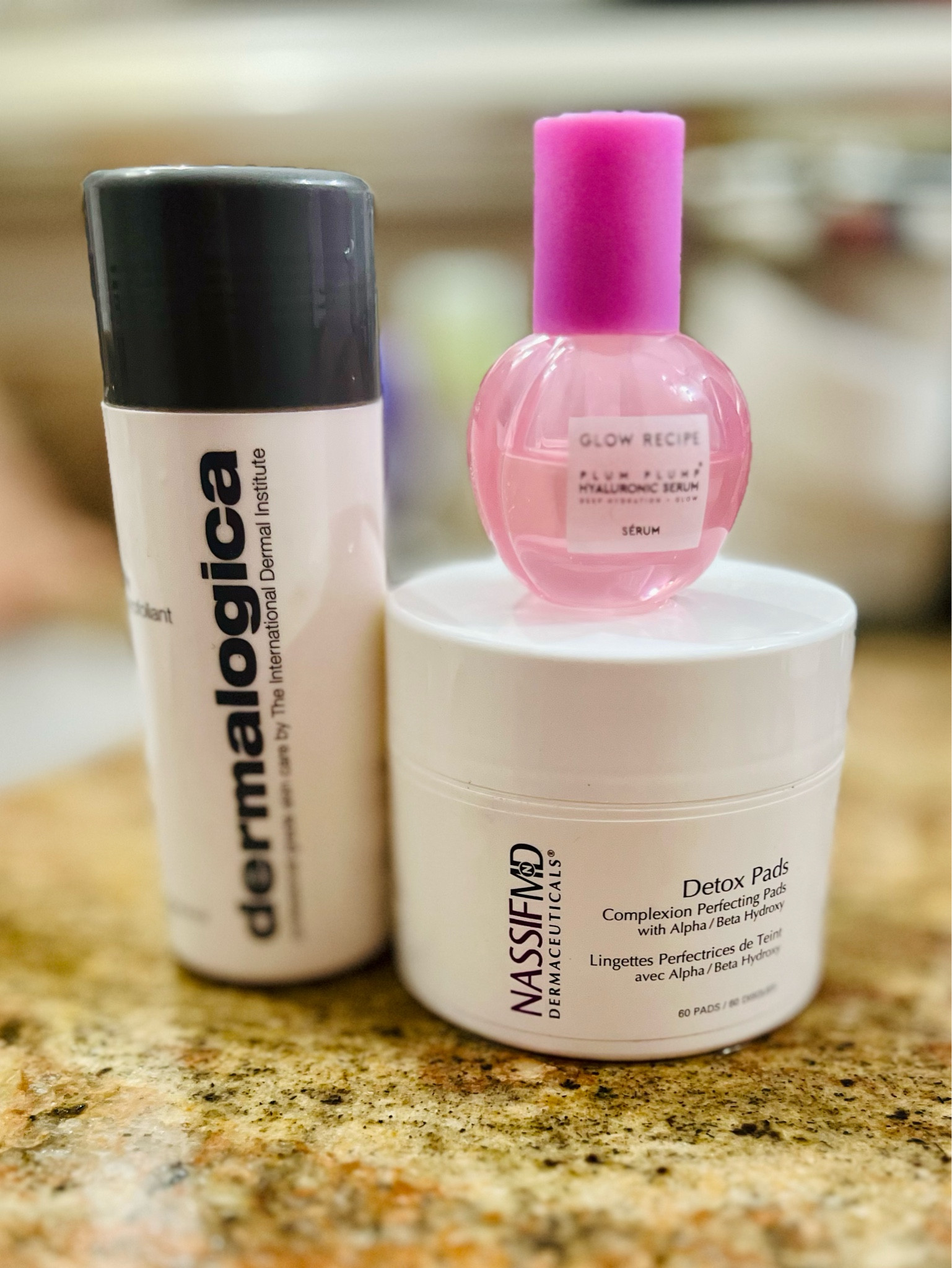 Hydrating your skin only works if you exfoliate it first!  If you don’t the hydrating products, just sit on top of dead skin and never penetrate the skin surface. I love using the powder micro exfoliant from Deemalogica as my mechanical exfoliant and my Dr Nassif AHA/BHA Resurfacing Pads as my chemical exfoliant.  And top with Glow Recipe Plum Plump HA serum. I mix my other serums with the HA serum! 

#LTKBeauty #LTKSeasonal #LTKOver40