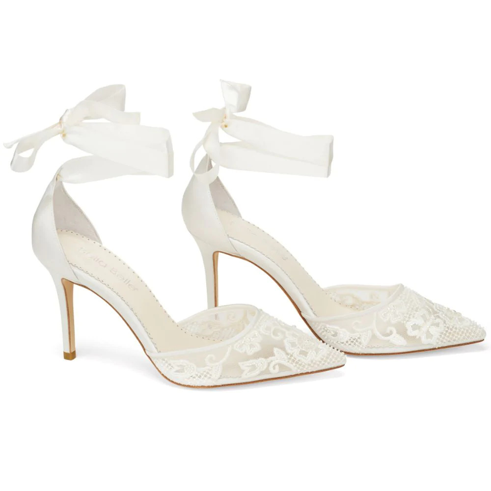 Lace and Pearl Wedding Shoes | Bella Belle Shoes