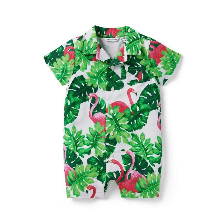 Baby Tropical Flamingo Linen Romper | Janie and Jack