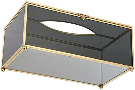 Sumnacon Rectangular Glass Tissue Box Cover - Decorative Gold Tissue Box Holder, Stylish Facial T... | Amazon (US)