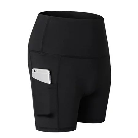 Women's High Waist Biker Short Yoga Workout Running Compression Exercise Shorts Side Pockets | Walmart (US)