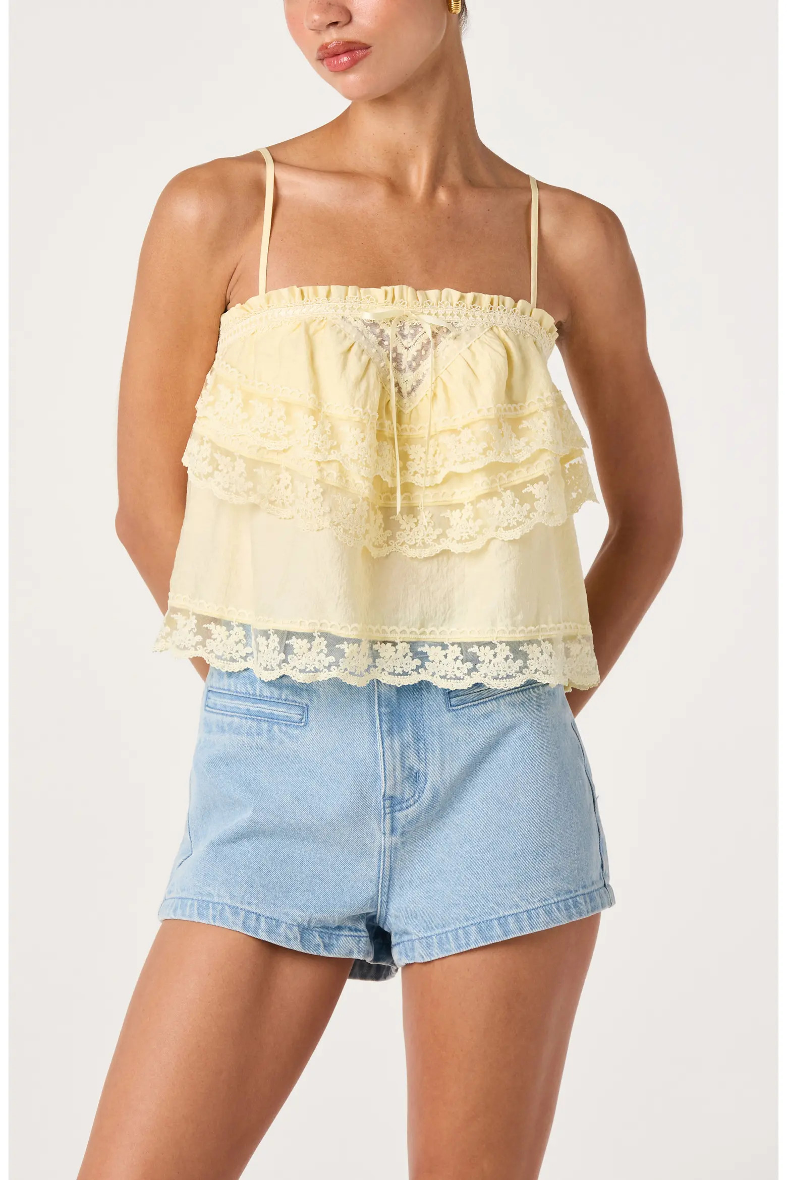 Jazlyn Lace Detail Tiered Top (Women) | Nordstrom | Nordstrom