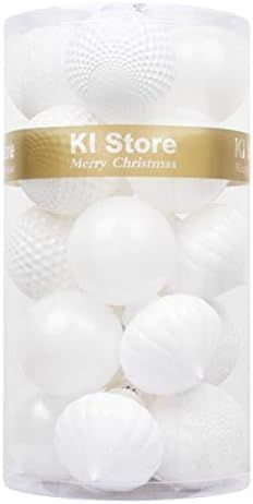 KI Store White Christmas Balls 20pcs 3.15-Inch Christmas Tree Decoration Ornaments for Xmas Tree ... | Amazon (US)