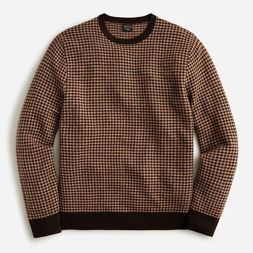 Cashmere crewneck sweater in houndstooth | J.Crew US