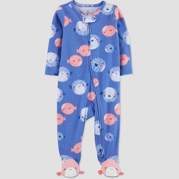 Carter's Just One You® Baby Girls' Pufferfish Footed Pajama - Blue/Pink | Target