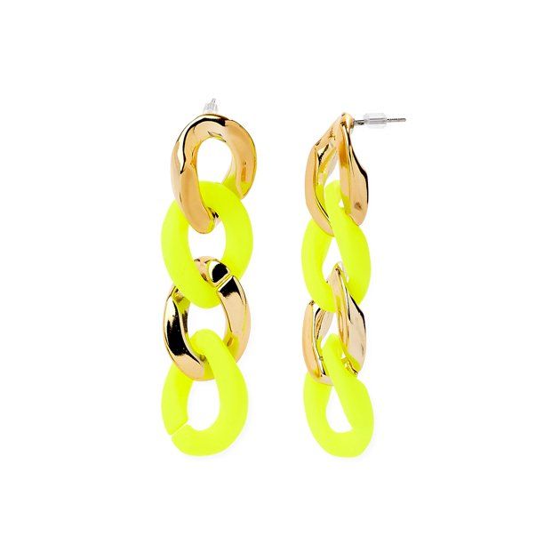 Scoop Women’s Gold-Tone Citron Resin Link Earrings - Walmart.com | Walmart (US)