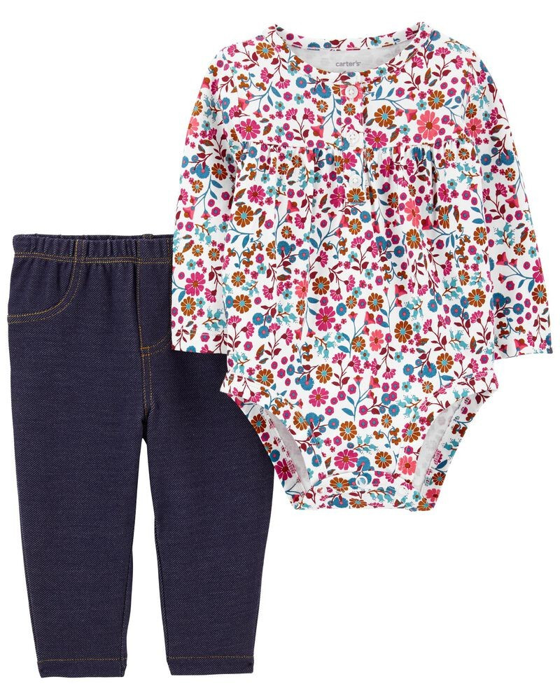 2-Piece Floral Peplum Bodysuit Pant Set | Carter's