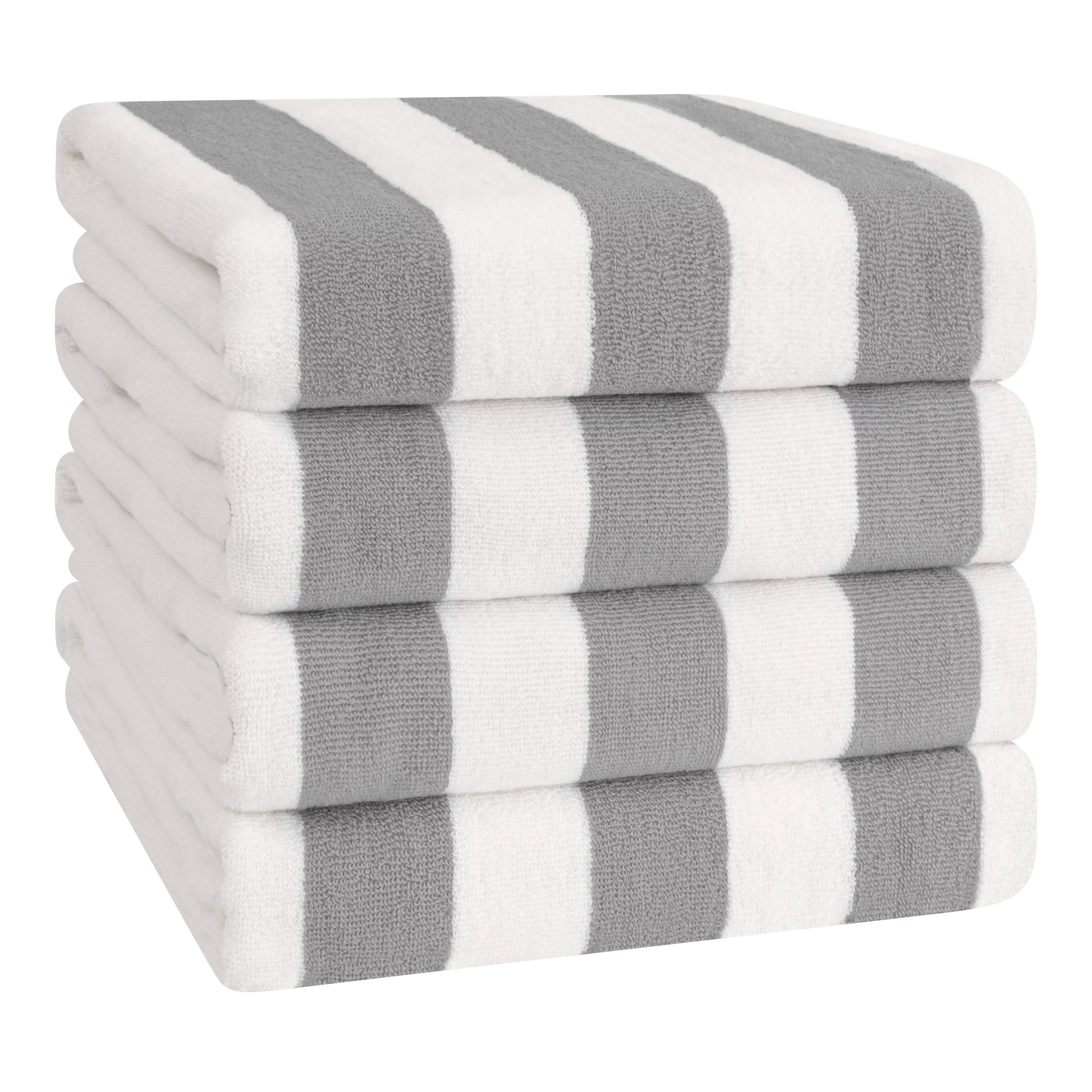 American Soft Linen, 100% Cotton 4 Pack Beach Towels, 30" x 60" Cabana Striped Pool Towels, Light... | Walmart (US)