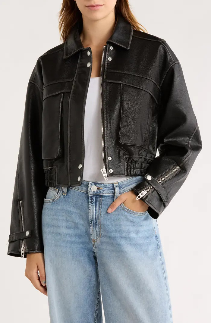 Faux Leather Bomber Jacket | Nordstrom Rack