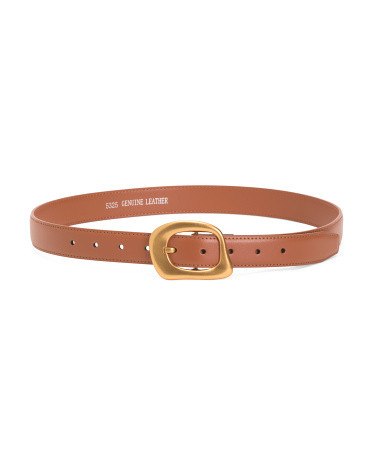 Leather Gold Tone Abstract Buckle Belt | TJ Maxx