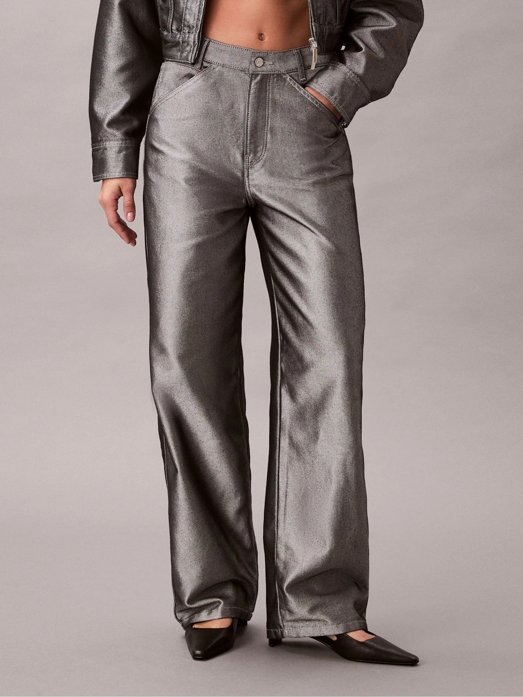 Calvin Klein Calvin Klein Silver Relaxed Barrel Jeans | Next US