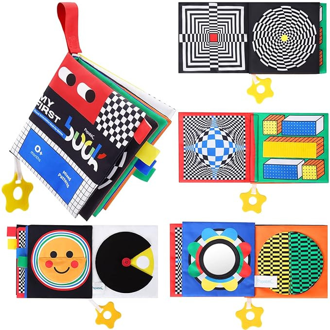 Papablic Luxury Baby Soft Book with Teether, High Contrast Black and White Crinkle Book for Early... | Amazon (US)