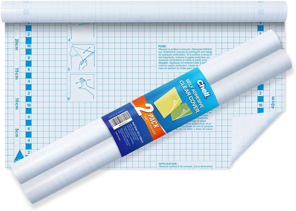 Chell 2 Pack Clear Contact Paper Roll for Books, 17.5in x 5ft Clear Self Adhesive Book Cover Pape... | Amazon (US)
