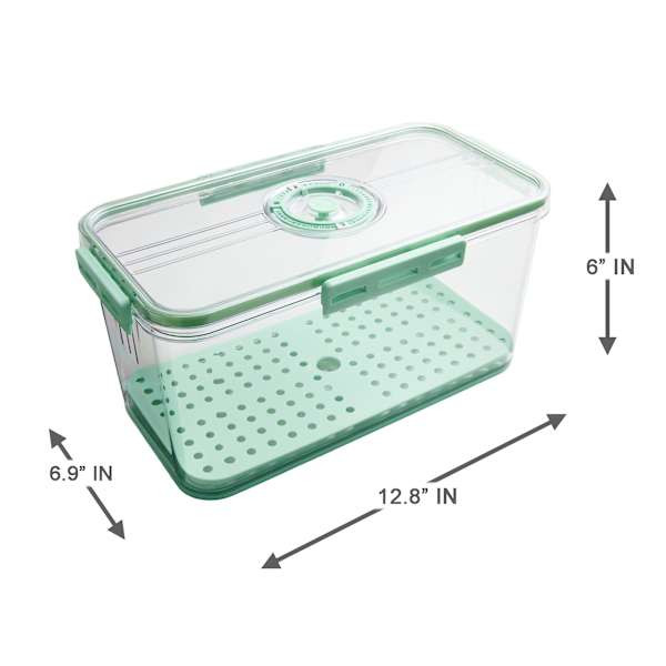 Green Produce Fridge Storage with Date Marker Lid, 5.1l | At Home