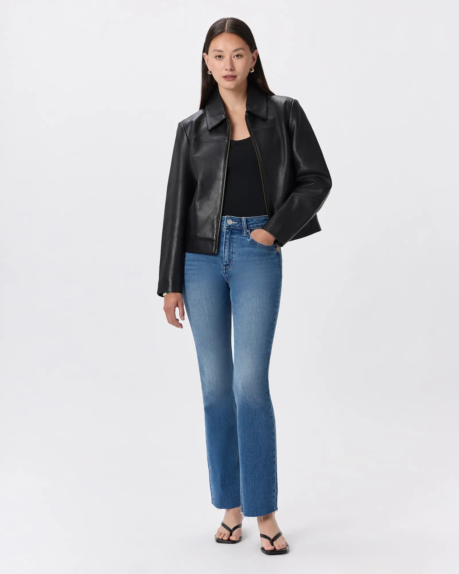 100% Leather Cropped Zip-Front Jacket | Quince