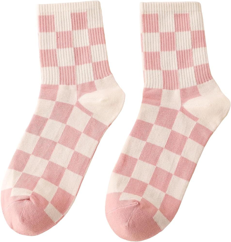 GORGLITTER Women's Plaid Crew Socks Tartan Patterned Everyday Socks | Amazon (US)