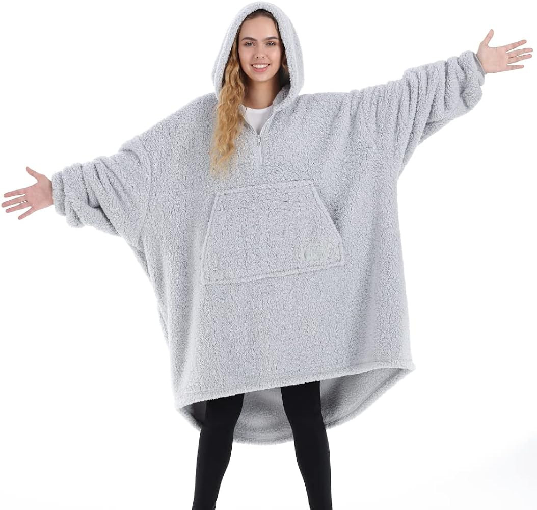 THE COMFY Teddy Bear Quarter-Zip|Oversized All Sherpa Wearable Blanket With Zipper, Seen On Shark... | Amazon (US)
