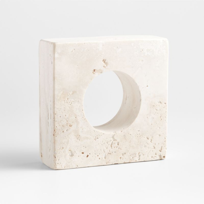 Square Travertine Sculpture + Reviews | Crate & Barrel | Crate & Barrel